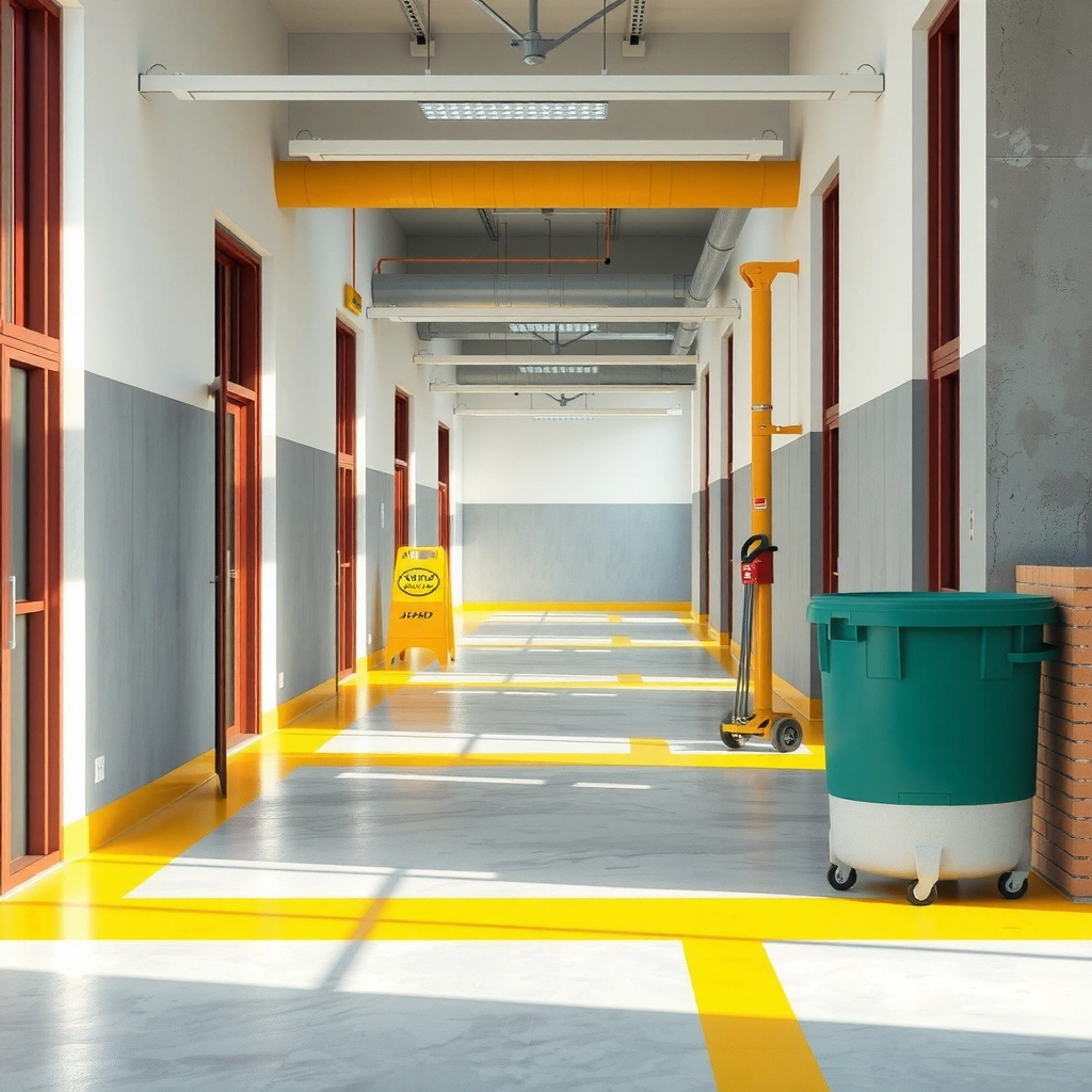 Various methods for achieving slip-resistant concrete floors for safety and durability.