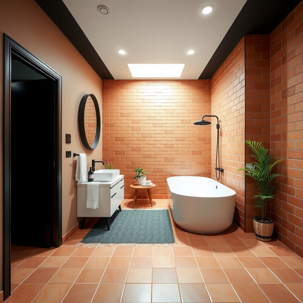 Selection of terracotta tiles and finishes for bathroom flooring installation
