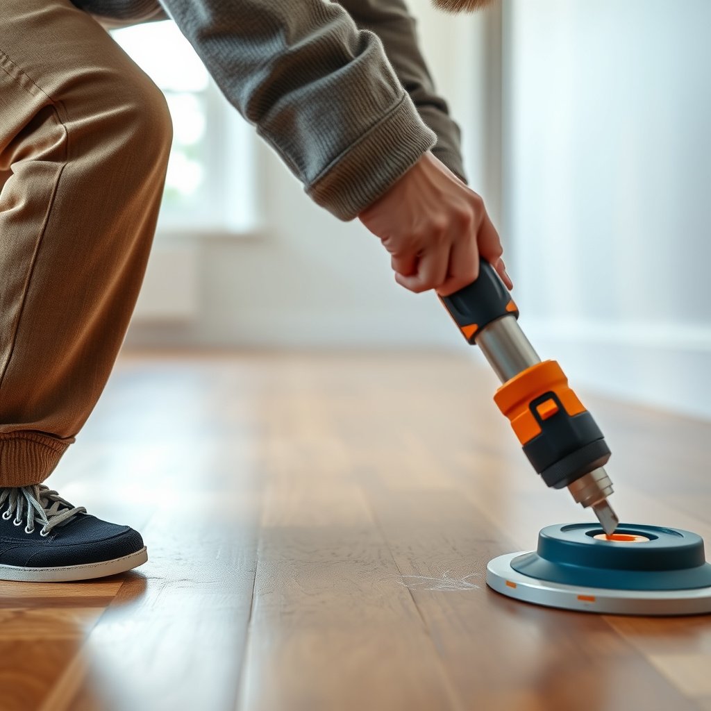 Image showing different repair options for damaged parquet floors based on scratch severity.