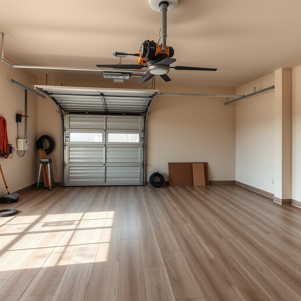 Different transition profiles suitable for laminate floors in a garage setting.