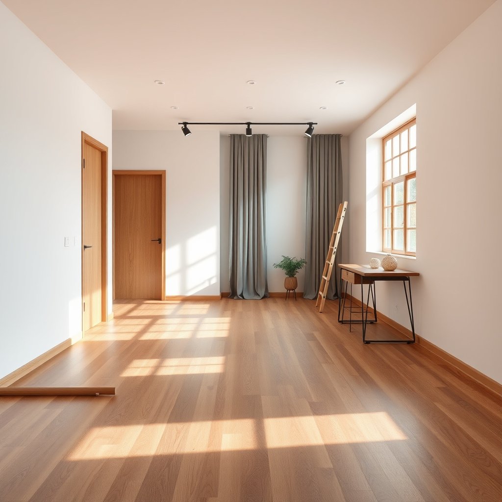 Different types of transitions for engineered wood floors in a kitchen setting