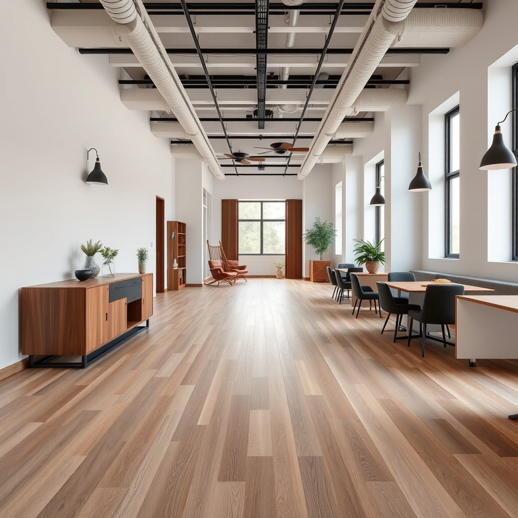 Different types of transitions for engineered wood floors in a mudroom layout.