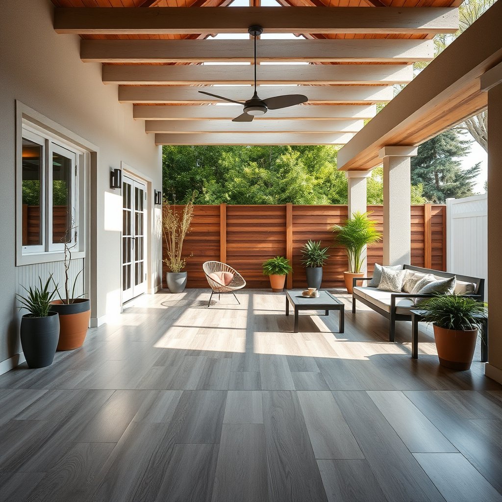 Different types of transitions suitable for vinyl patio floors.
