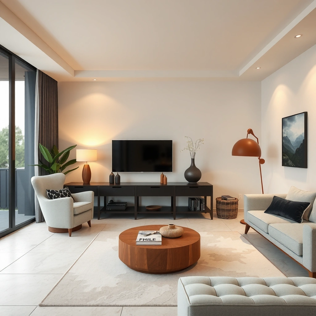 Selection of travertine tiles and installation system for living room flooring