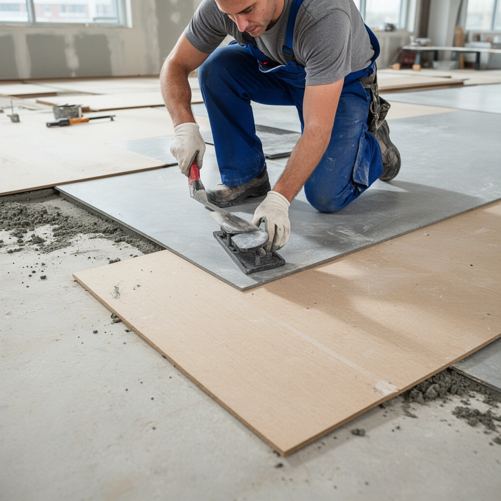 A selection of underlayment materials suitable for commercial flooring installations.