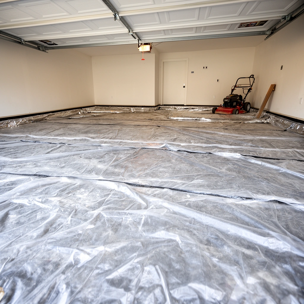 Different types of vapor barrier materials and thickness options for garage floors