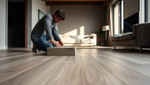 A stylish vinyl floor sample showcasing options for apartment flooring, ideal for modern interiors.