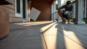 Vinyl flooring options for porches, showcasing textures and colors to enhance outdoor spaces.
