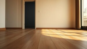 A guide on selecting vinyl flooring options for rental properties, showcasing various styles and colors.