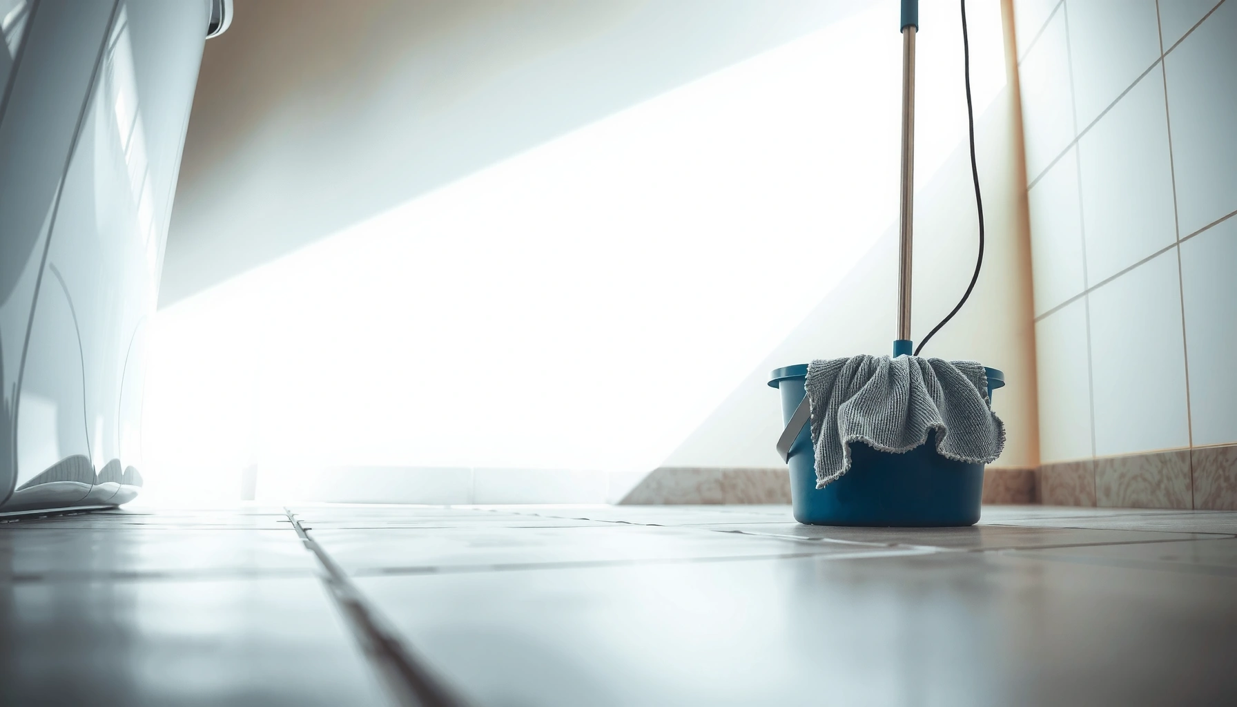 Step-by-step guide on cleaning bathroom floors without leaving residue, showcasing effective cleaning techniques.