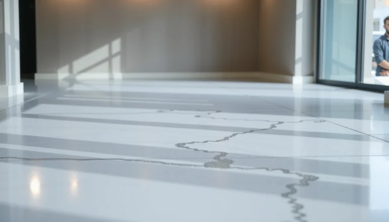 A person cleaning a concrete floor with a mop and bucket, demonstrating safe cleaning methods.