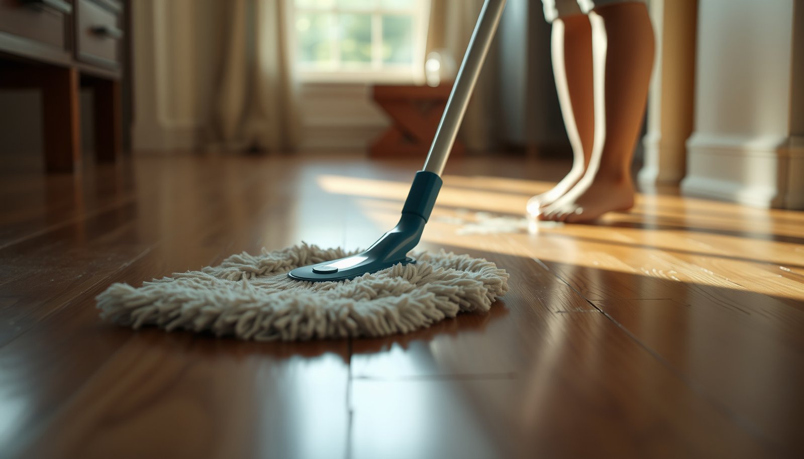 Step-by-step guide on how to clean fresh dust from hardwood floors effectively.