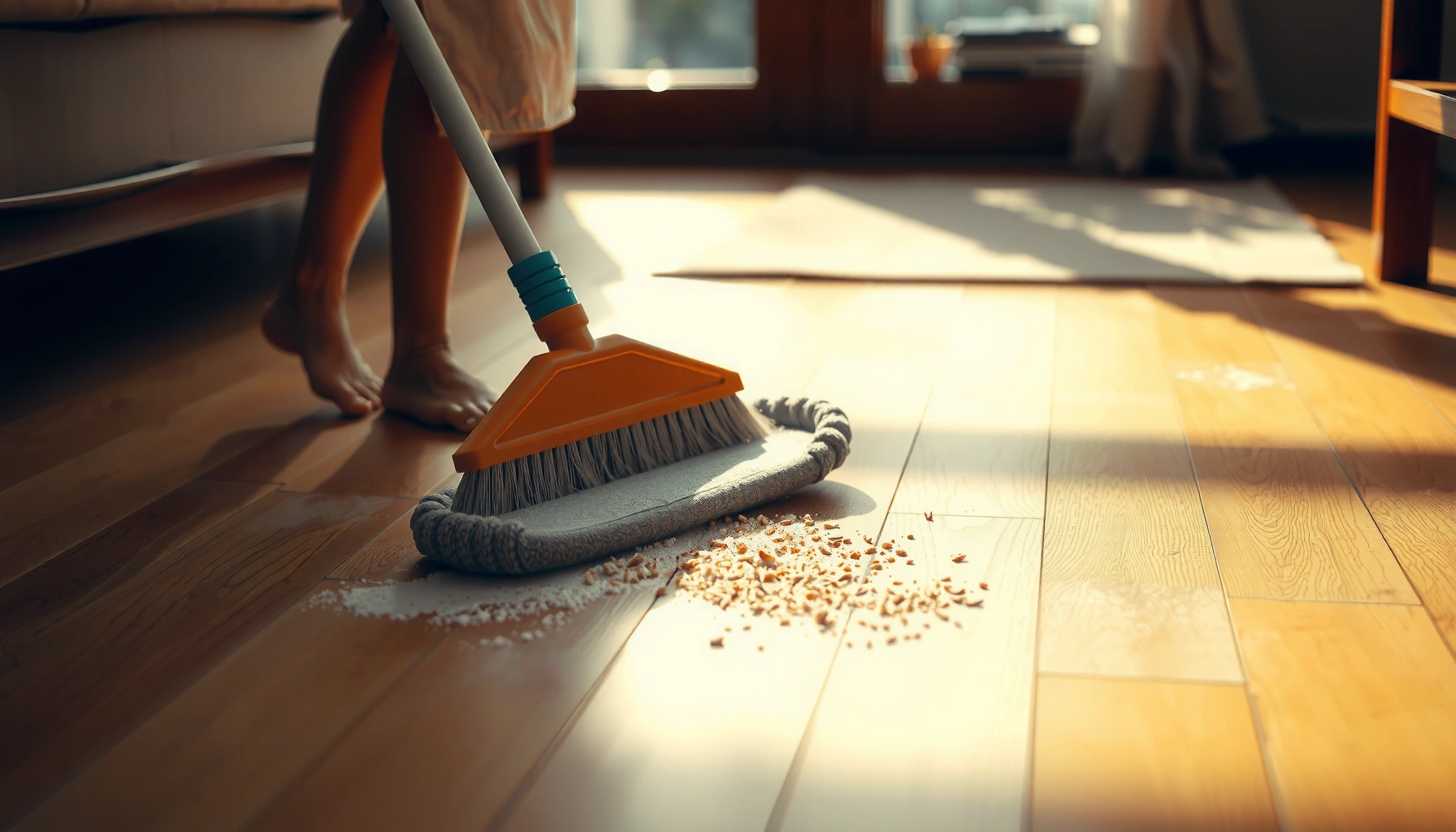 Step-by-step guide on cleaning hardwood floors after sand exposure to maintain their beauty.
