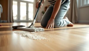 Step-by-step guide on how to clean hardwood floors after grit gets on them.