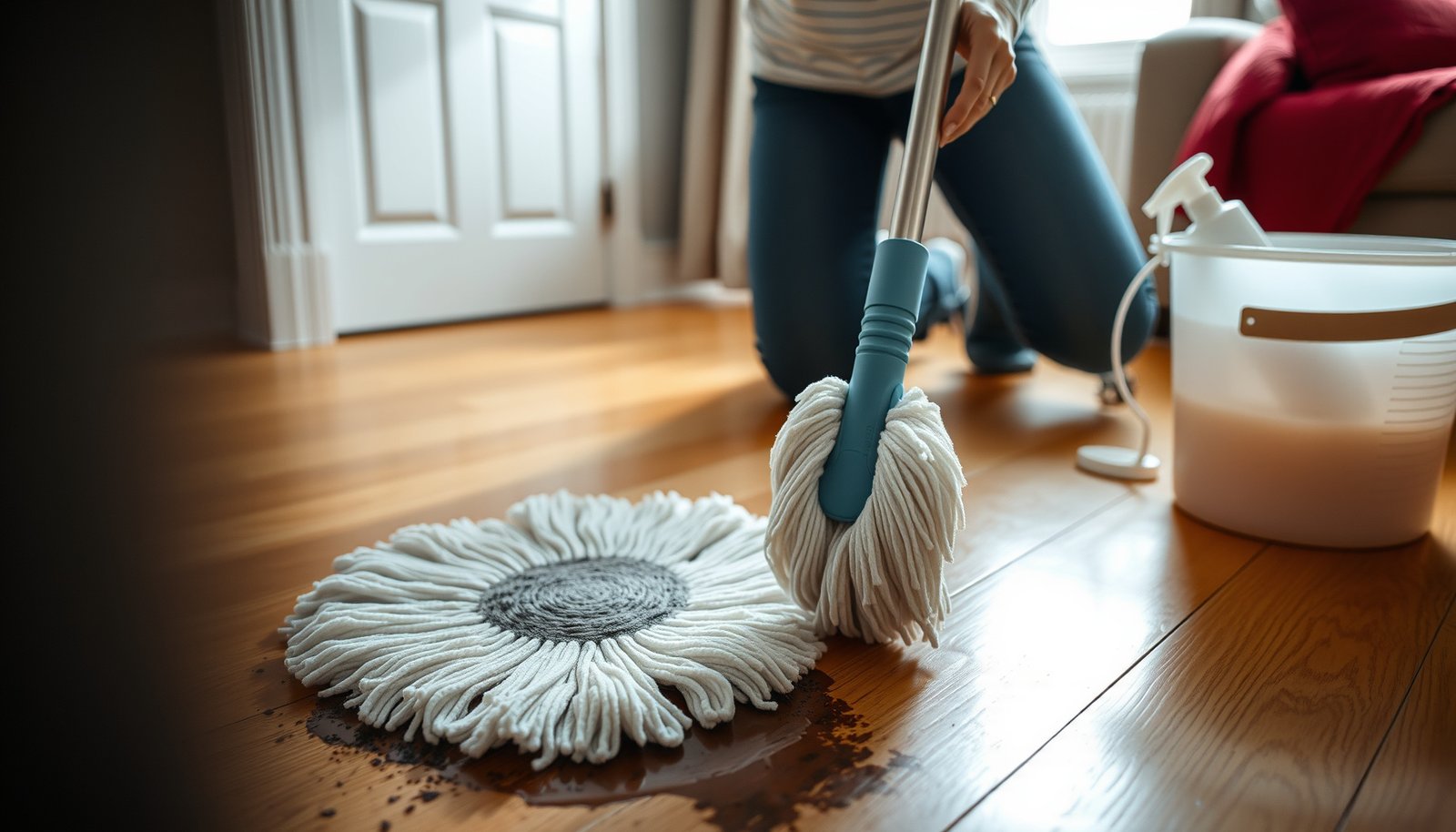 Step-by-step guide on cleaning stubborn dirt from hardwood floors safely and effectively.