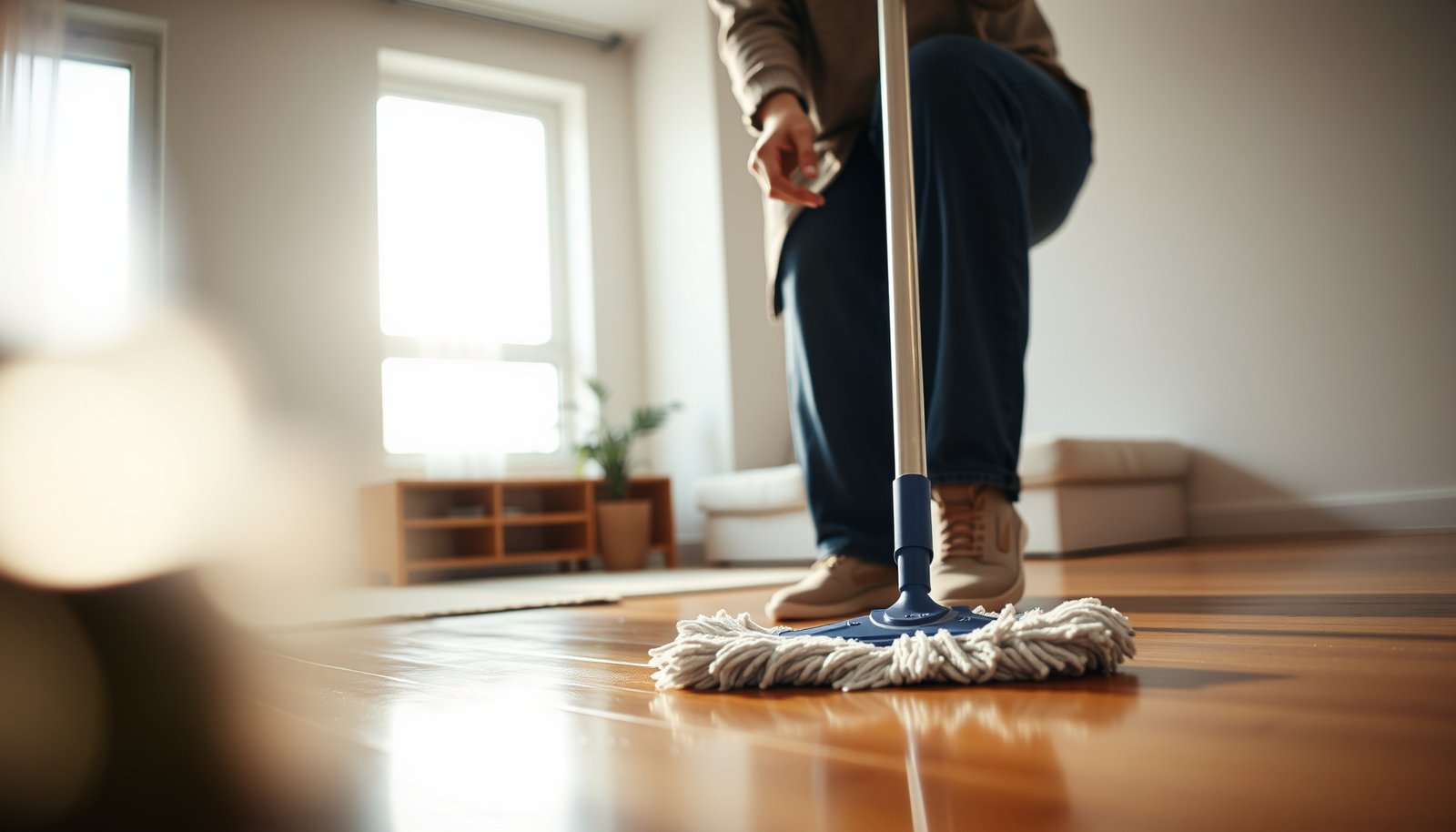 Step-by-step guide on how to clean vinyl floors in an apartment effectively.