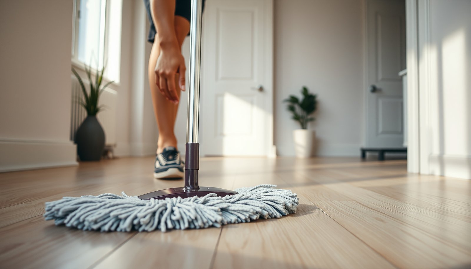 Step-by-step guide on how to clean vinyl floors in a rental property effectively.