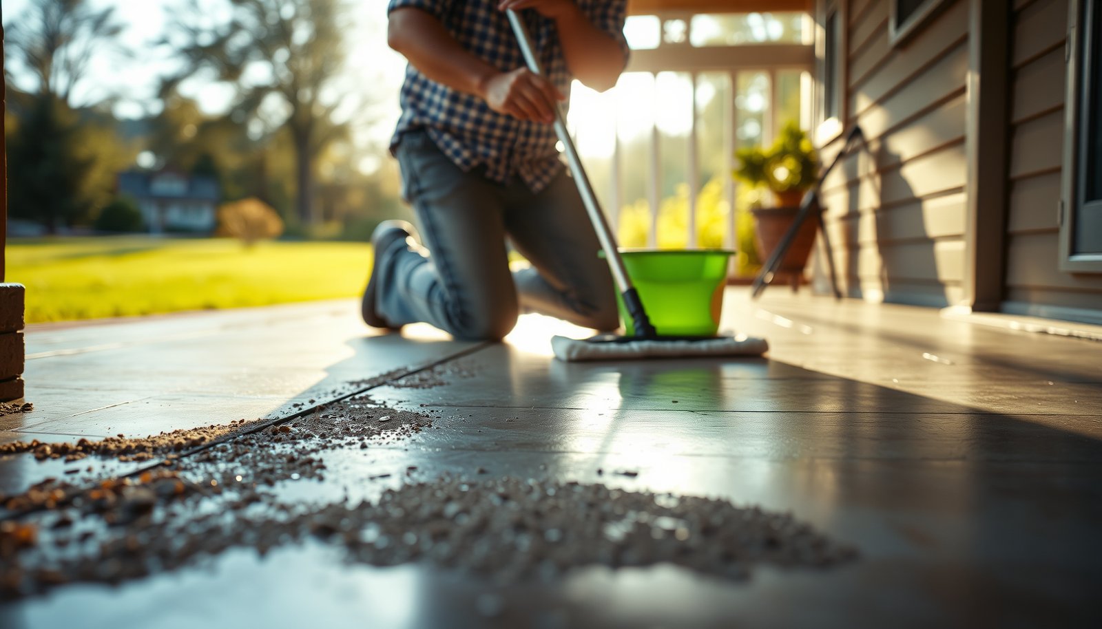 Step-by-step guide on how to clean vinyl floors in a porch for a spotless finish.