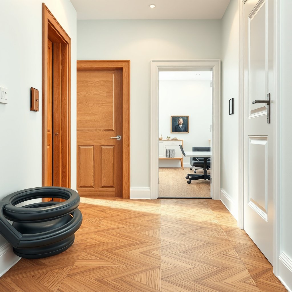 Installation of thresholds and transitions for parquet flooring around doors