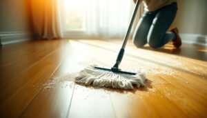 Steps to clear fine dust from hardwood floors using safe and effective methods.