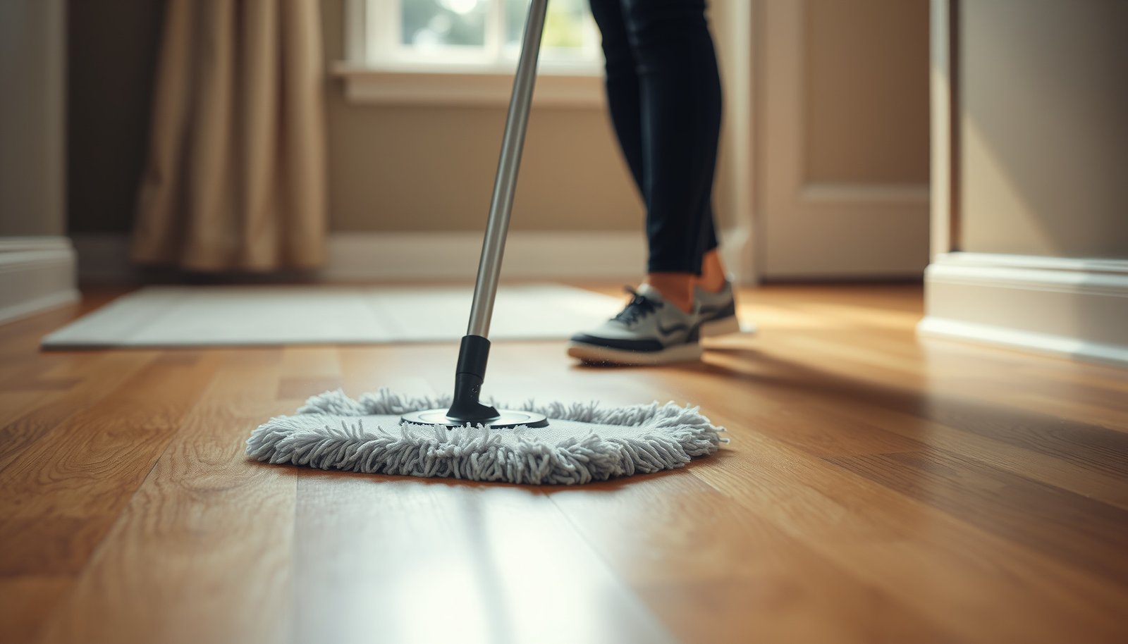 Step-by-step guide on how to clear dust from hardwood floors safely and effectively.