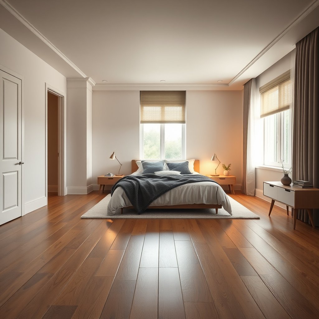 A room being cleared to inspect hardwood floors and subfloor before preparation.