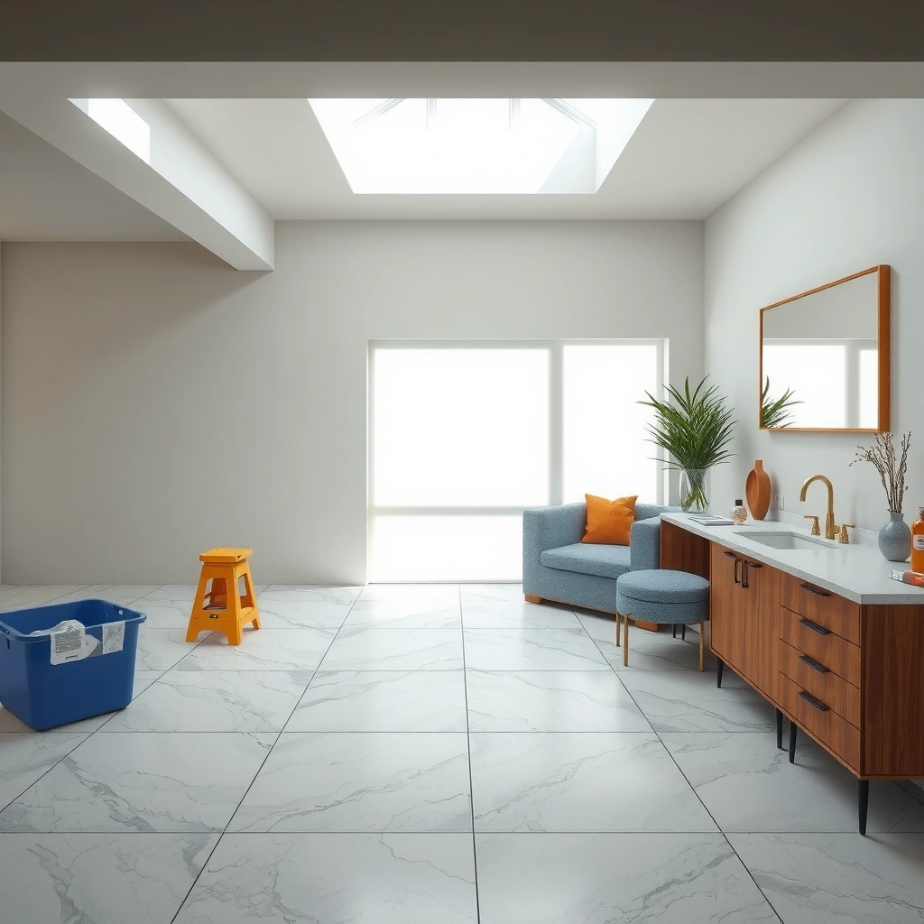 Checking the floor type, thickness, and installation method for concrete marble flooring.