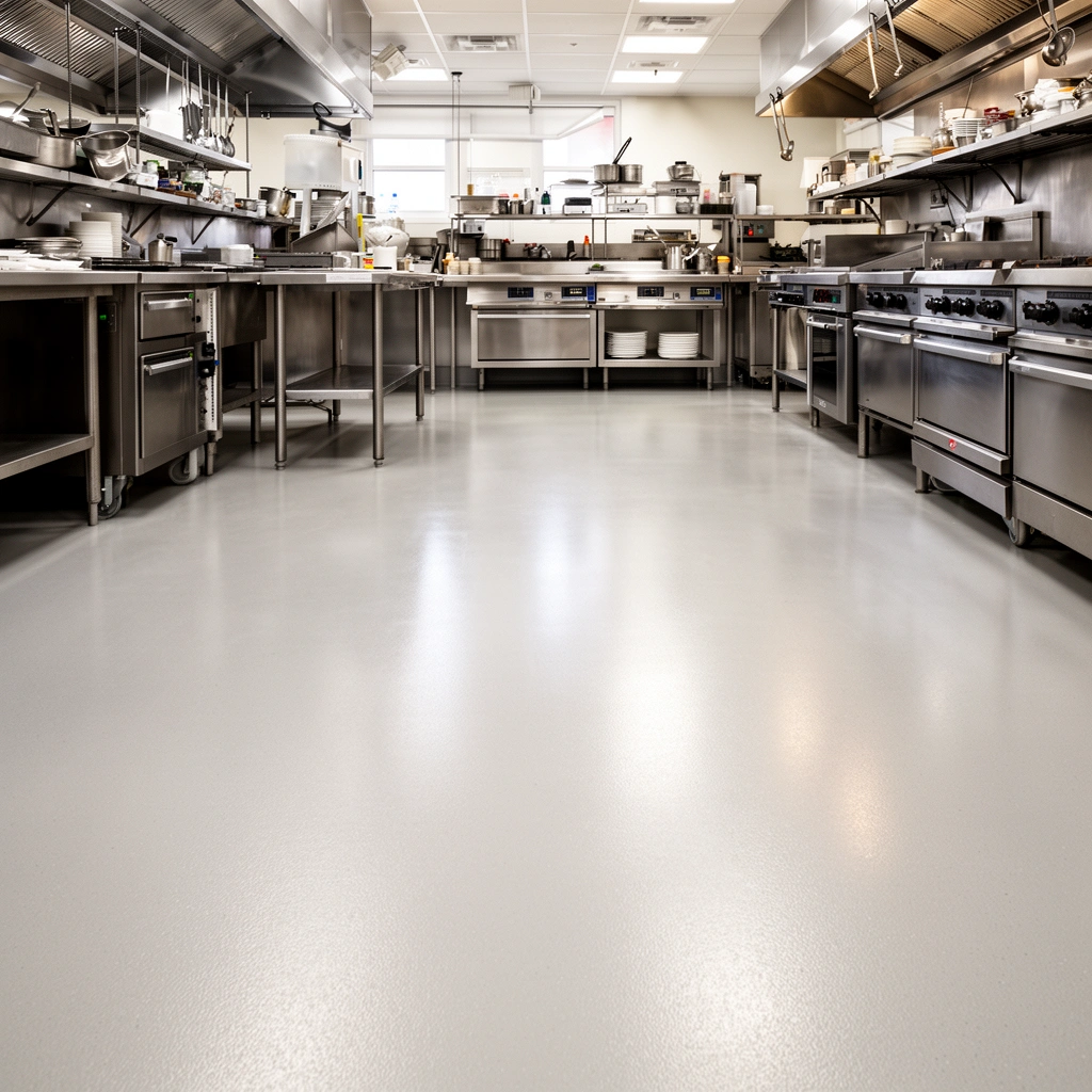 A checklist for confirming the type and requirements of commercial kitchen flooring.