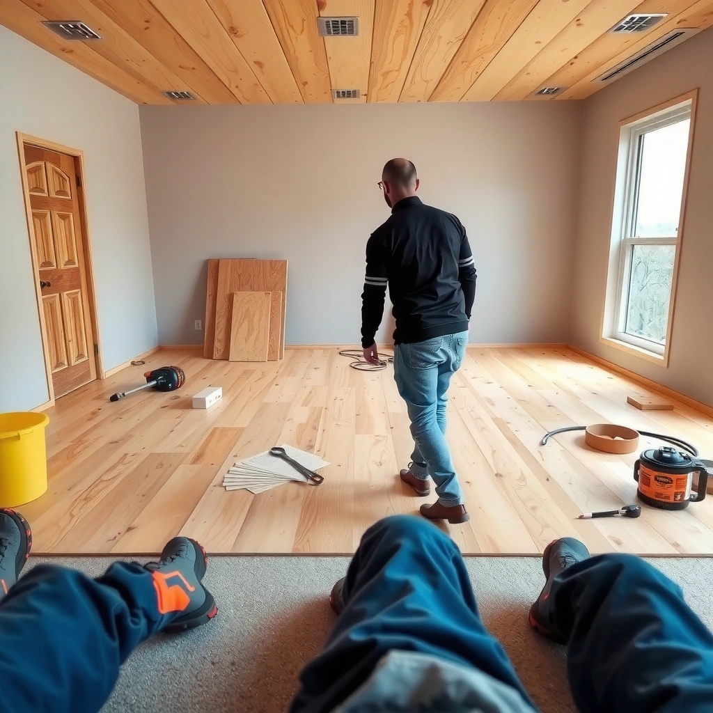 Visual guide to confirming nail, click/float, or glue installation methods for engineered wood floors.