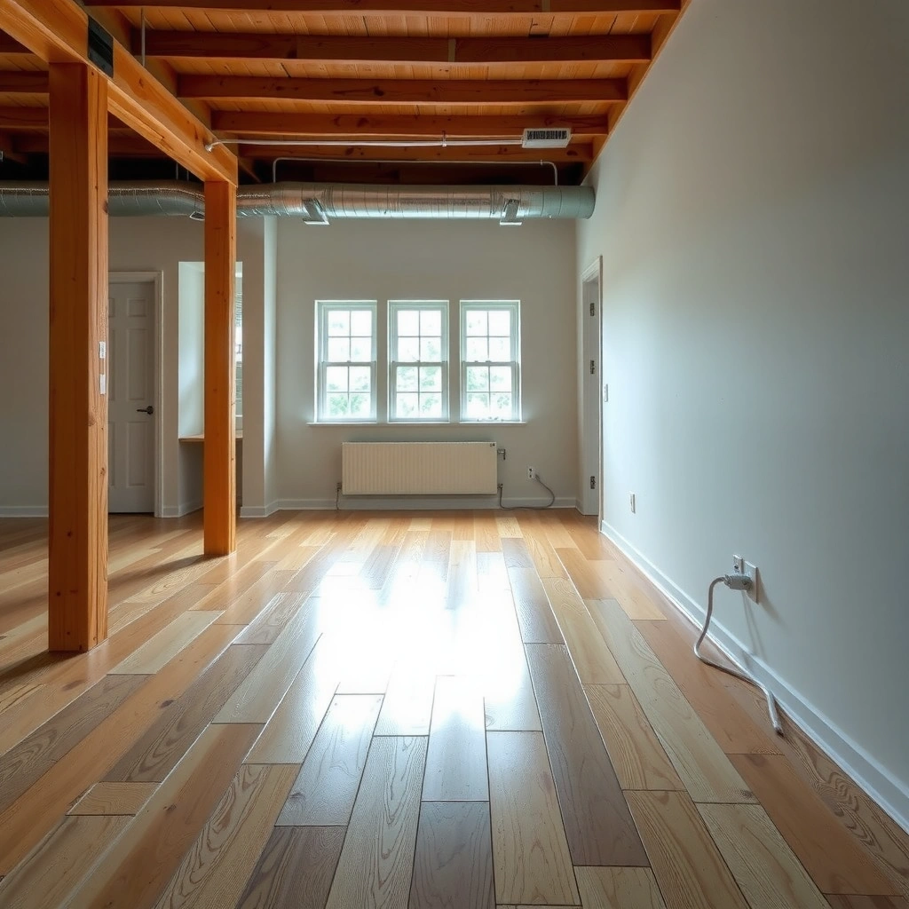 A person checking moisture levels before installing a vapor barrier under hardwood floors.