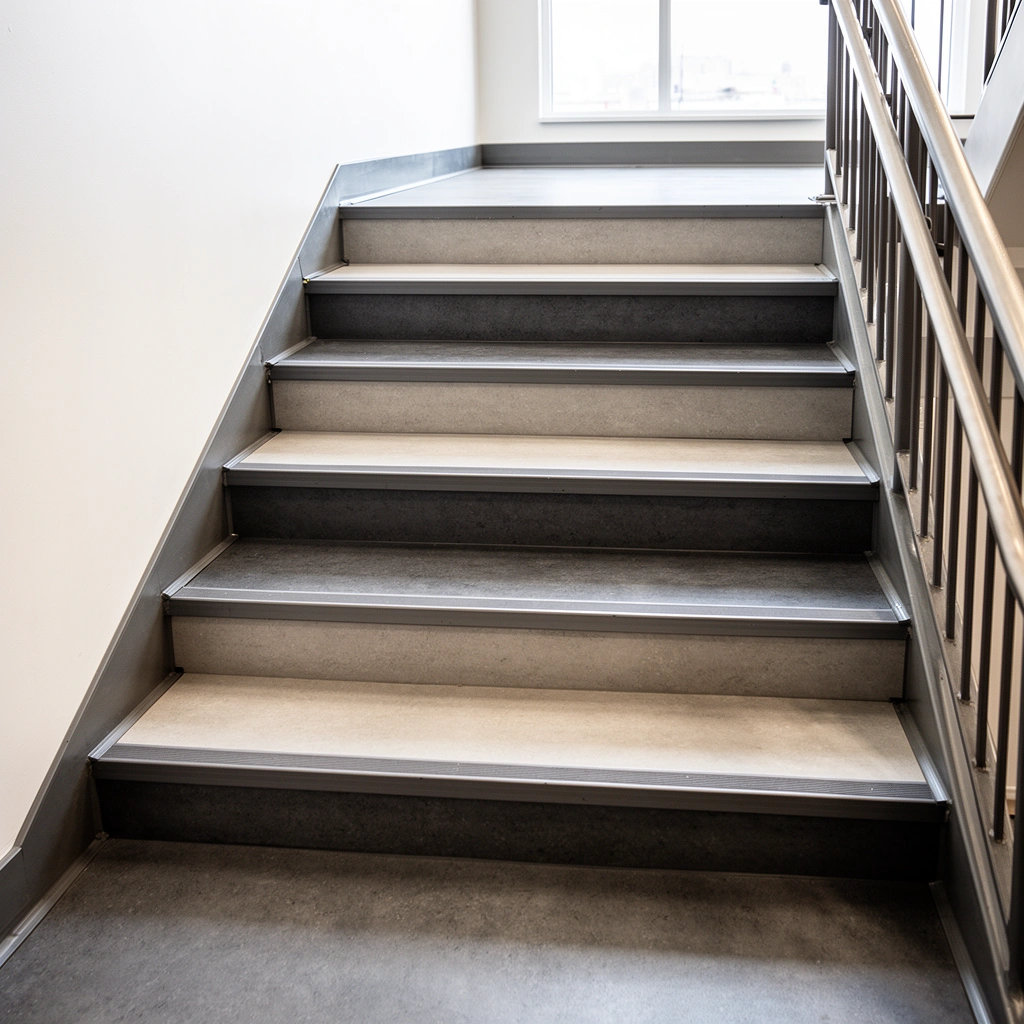 Checklist for stair requirements and materials before installing commercial floors on stairs.