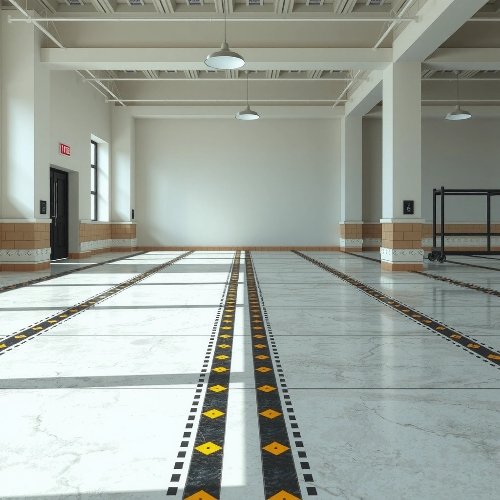 Image showing the assessment of substrate and preparation requirements for installing polished concrete floors over tile.