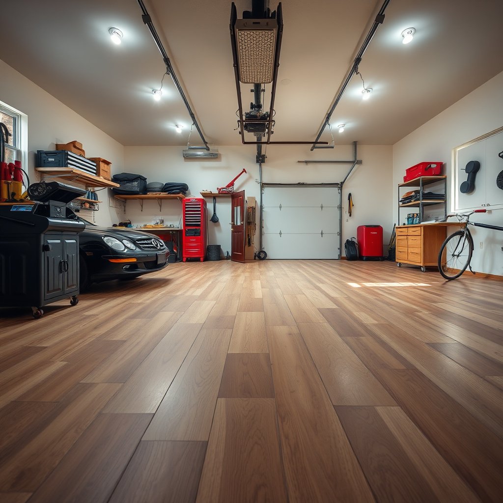 Image showing methods to control moisture and humidity in a garage for engineered wood floor protection
