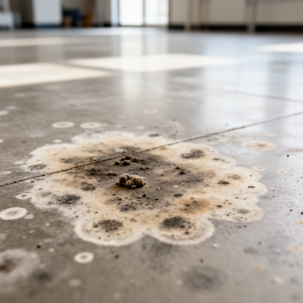 Image illustrating methods to control indoor humidity and improve airflow to prevent mold under commercial floors.