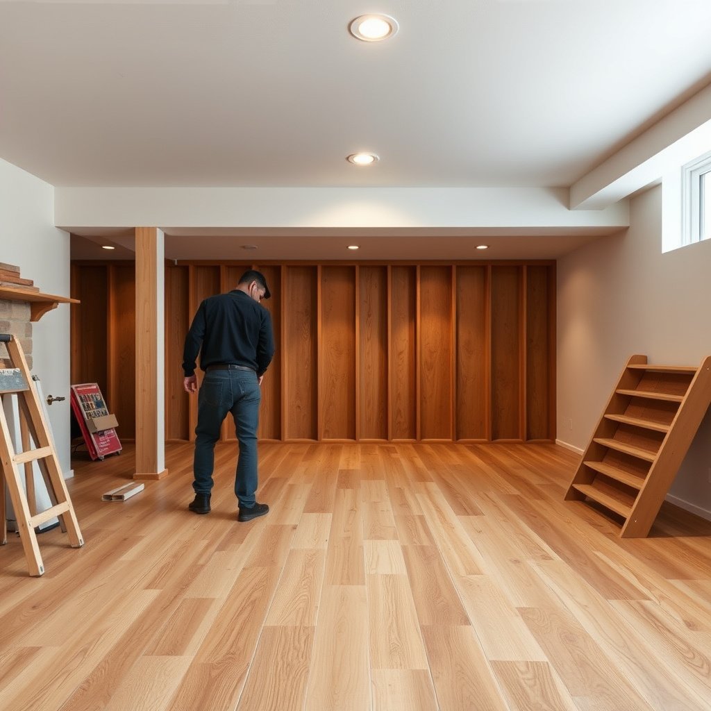 Illustration showing methods to control moisture for safer engineered wood floors in basements.