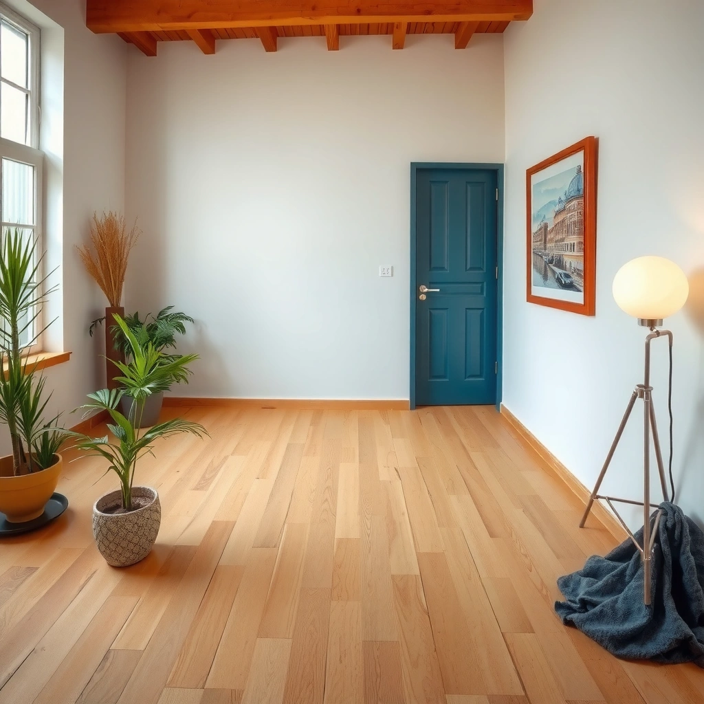 Example of correctly installed thresholds for cork floors showing proper alignment and finish.