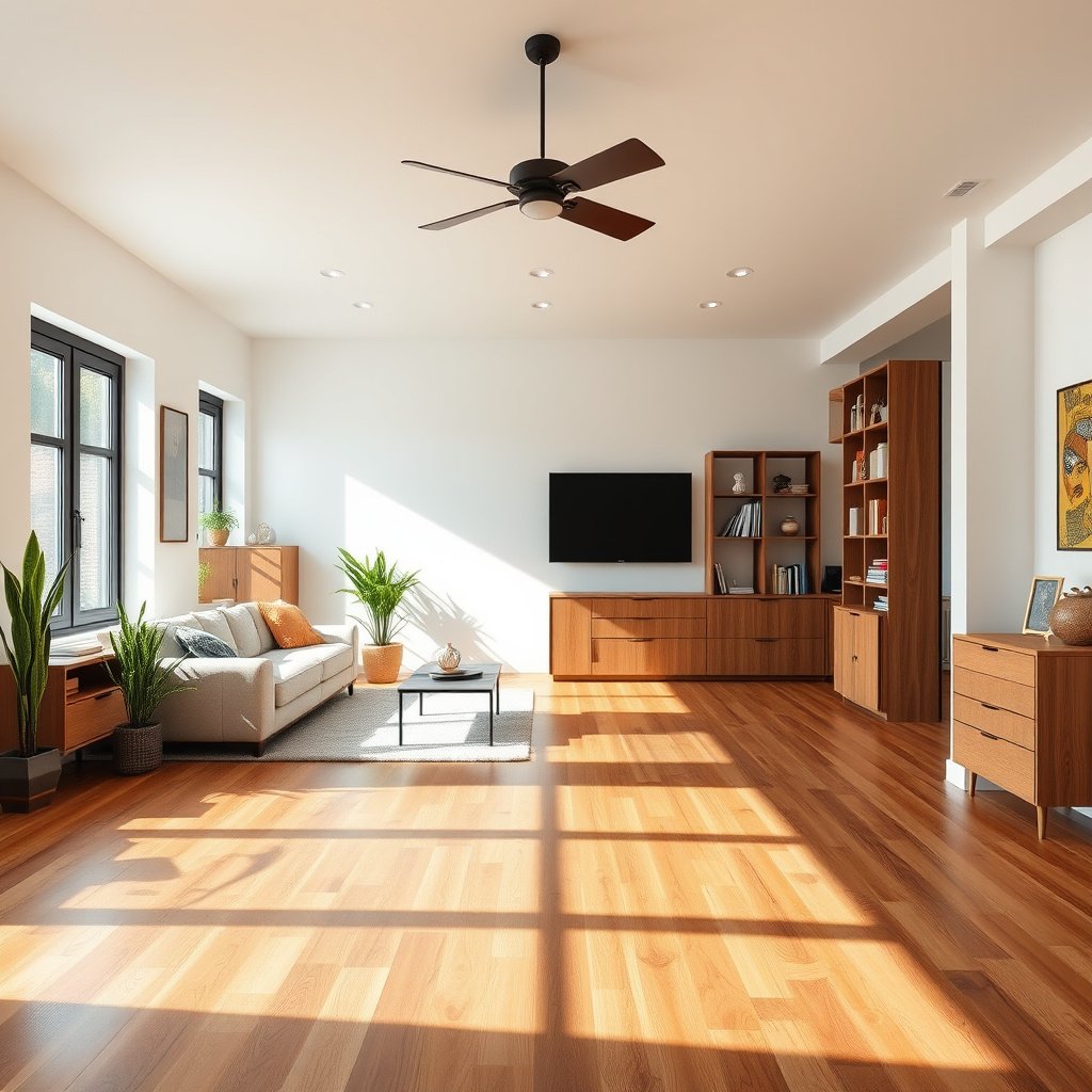 Infographic illustrating cost drivers for estimating hardwood floor installation in a kitchen