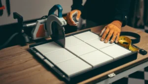 Step-by-step guide on how to cut ceramic tile floors with tools and techniques.