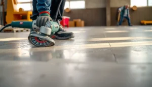 Step-by-step guide on how to cut polished concrete floors with tools and techniques.