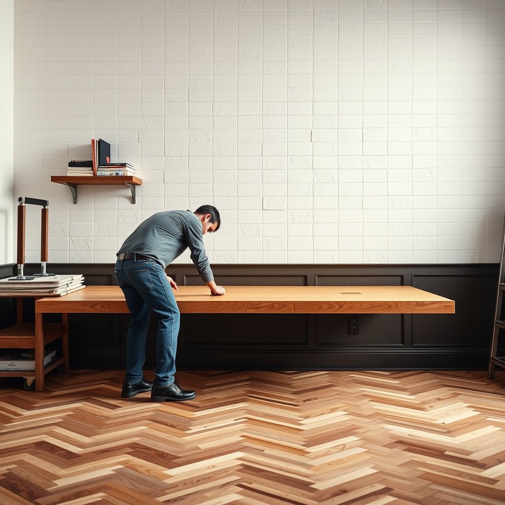 Steps for cutting chevron floors to minimize chipping and gaps during installation.