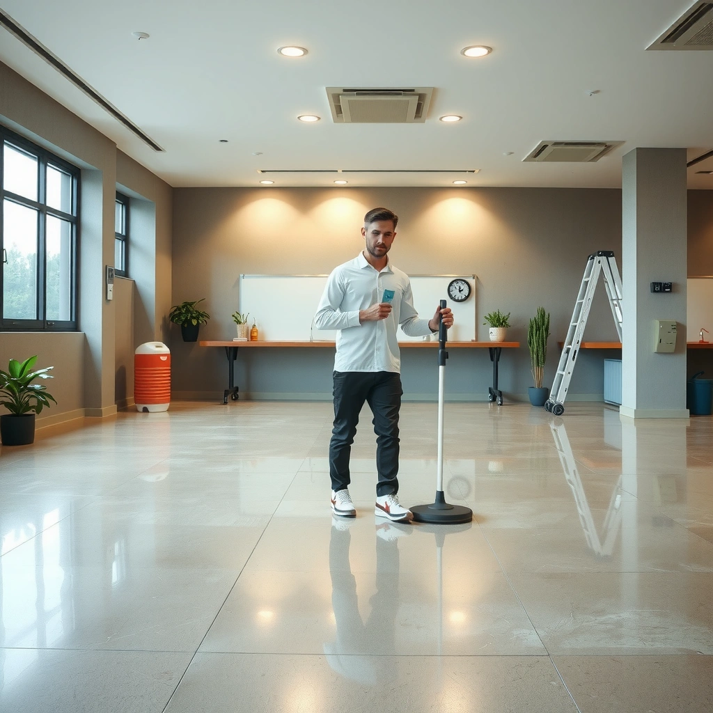 Routine maintenance tips for polished concrete floors to prevent buildup and maintain shine.