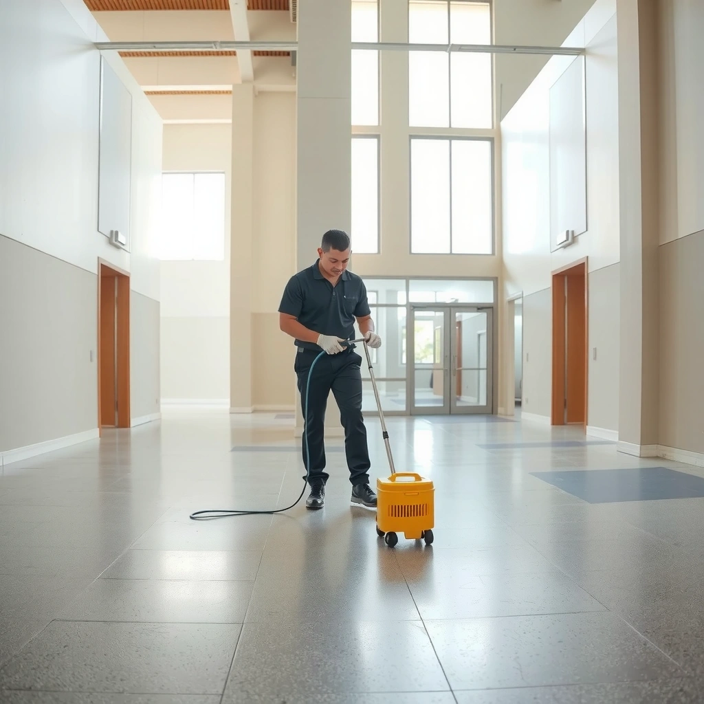A cleaning schedule for maintaining polyaspartic floors, highlighting daily and weekly tasks.