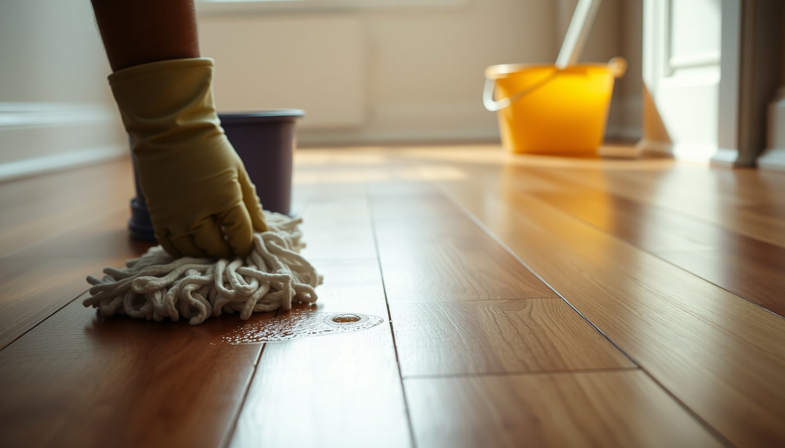 Step-by-step guide on deep cleaning hardwood floors to eliminate soap residue effectively.