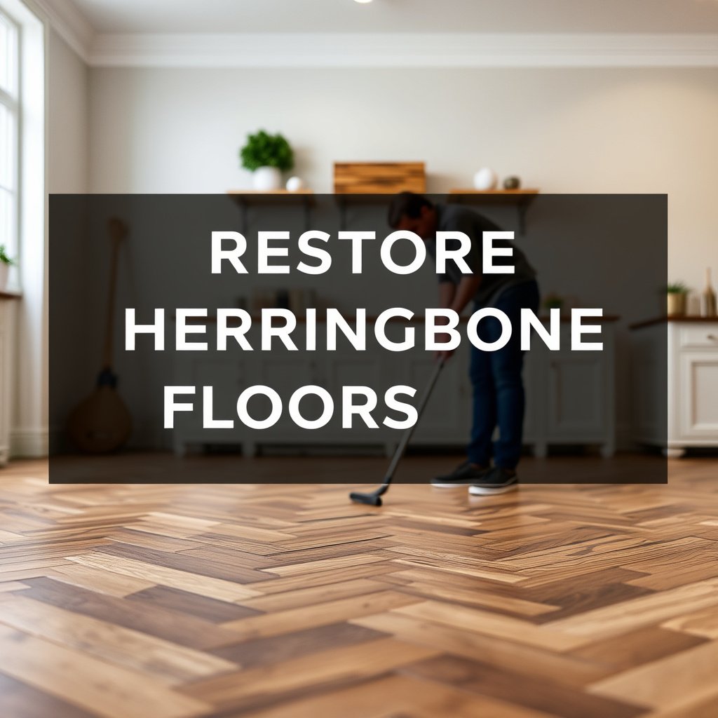 A person deep cleaning herringbone floors, assessing damage and preparing for restoration.