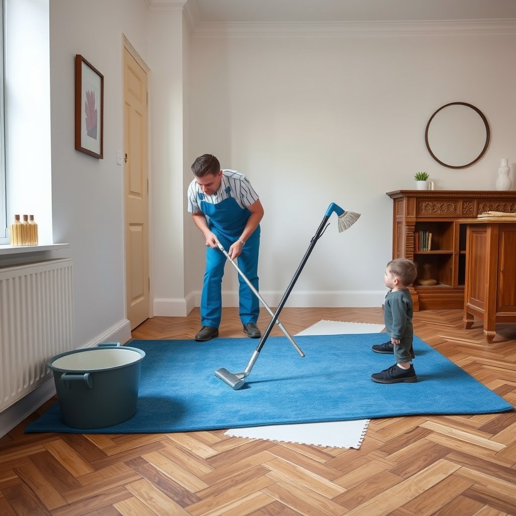 Deep cleaning herringbone floors to remove built-up dirt without flooding the surface.