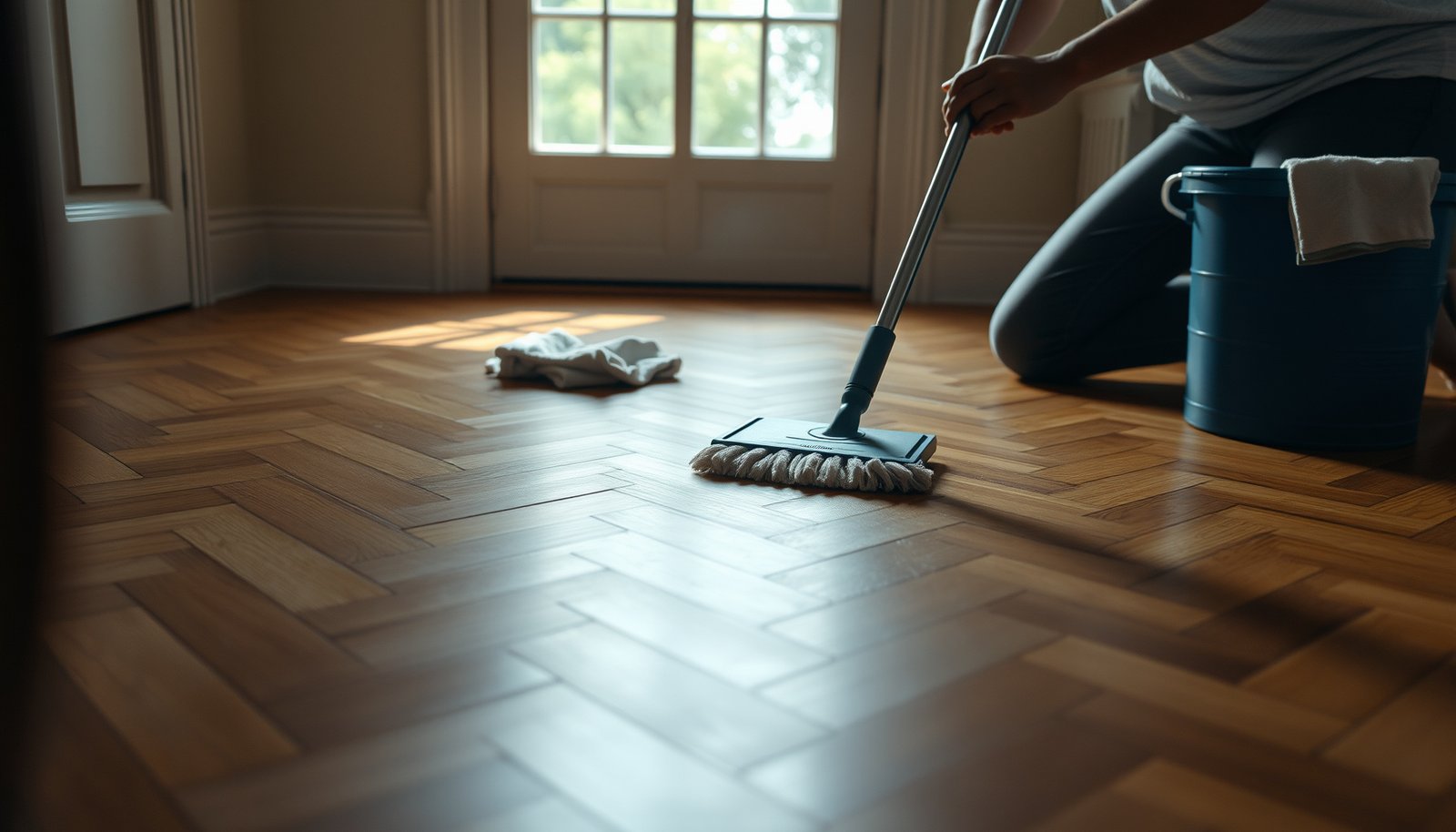 Step-by-step guide on how to deep clean herringbone floors effectively.