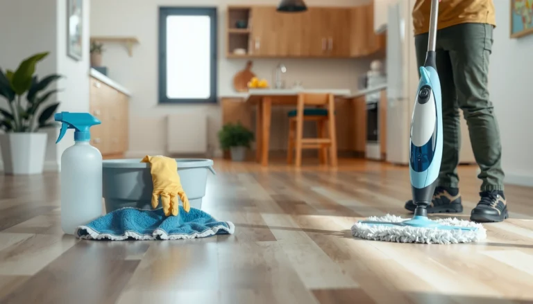 Step-by-step process for deep cleaning vinyl floors with necessary tools and techniques.
