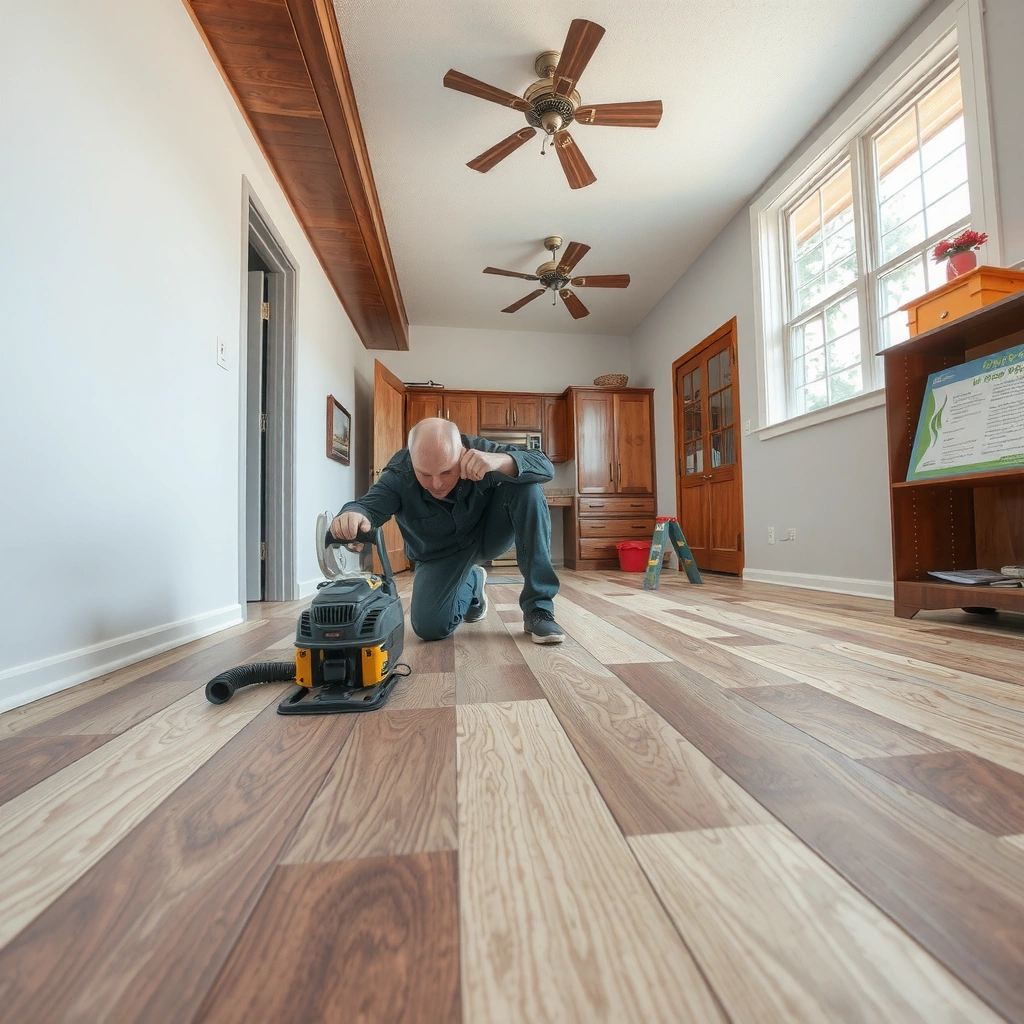 A close-up of laminate floor damage showing chips, lifts, and gaps for repair diagnosis.