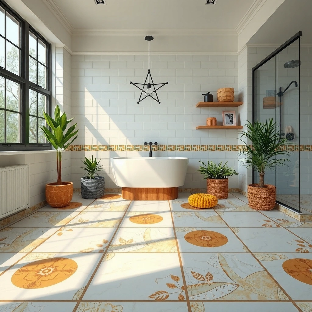 Image showing different types of discoloration on mosaic tile floors for diagnosis.