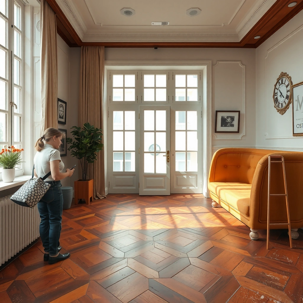 Image showing different types of discoloration on terracotta floors before cleaning.